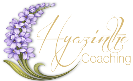 Logo Hyazinthe Coaching Lila Hyazinthe mit elegantem Schriftzug für Coaching-Dienstleistungen.